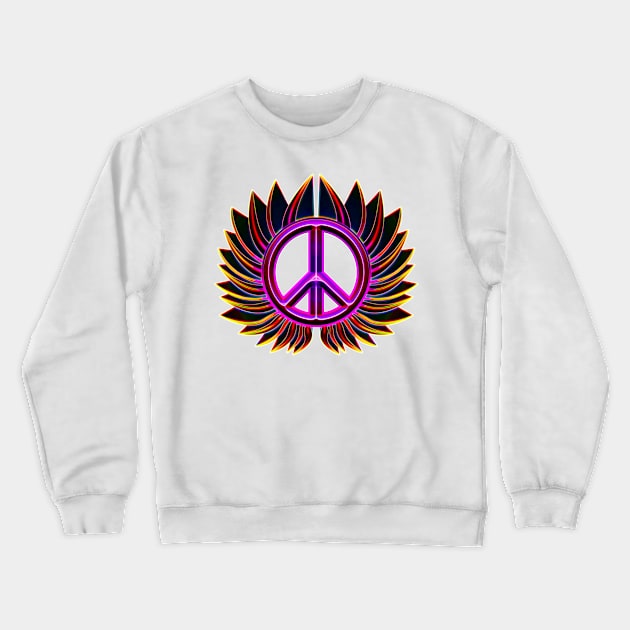 glowing peace sign flower Crewneck Sweatshirt by DrewskiDesignz